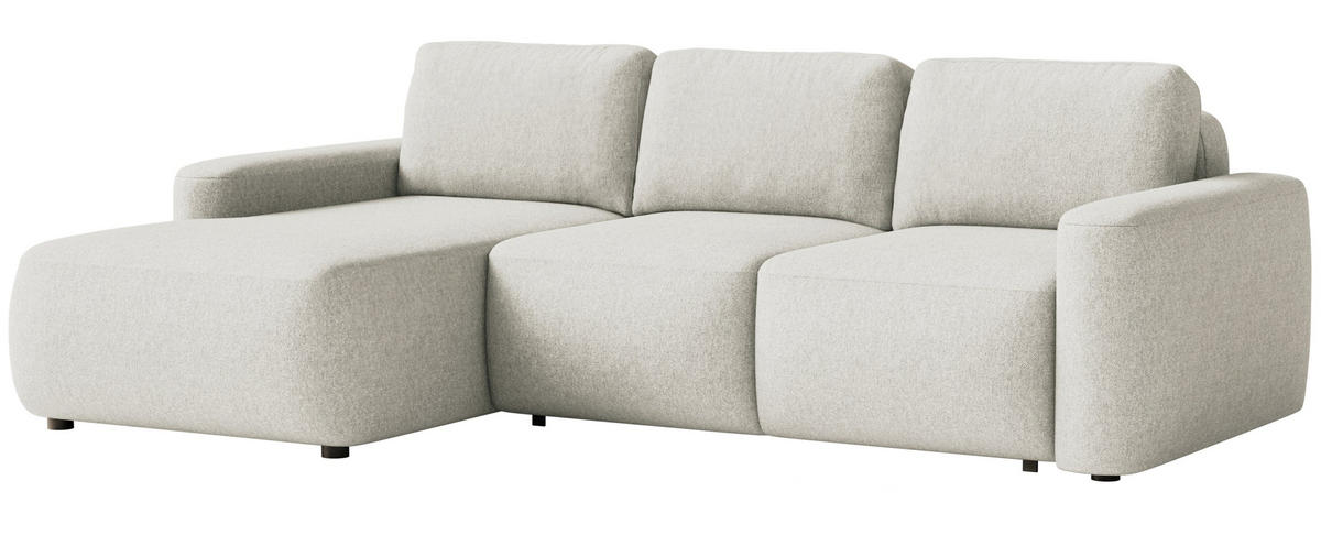 ECKSOFA Carnos Mini Creme Chenille - Creme/Schwarz, Kunststoff/Textil (238/164cm) - Selsey