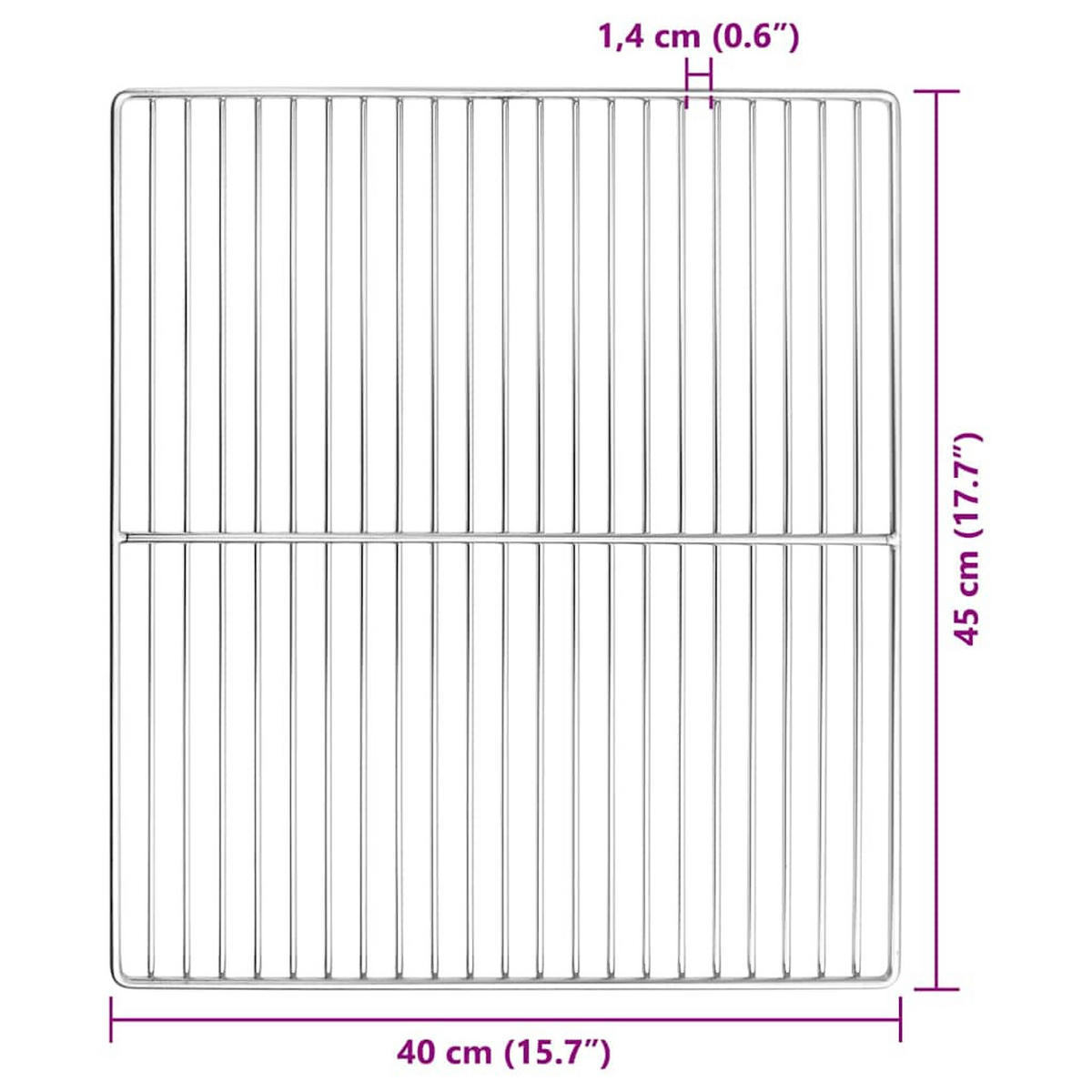 GRILLROST Silber 45/40 Cm Edelstahl - Silberfarben, Metall (40/45cm) - vidaXL