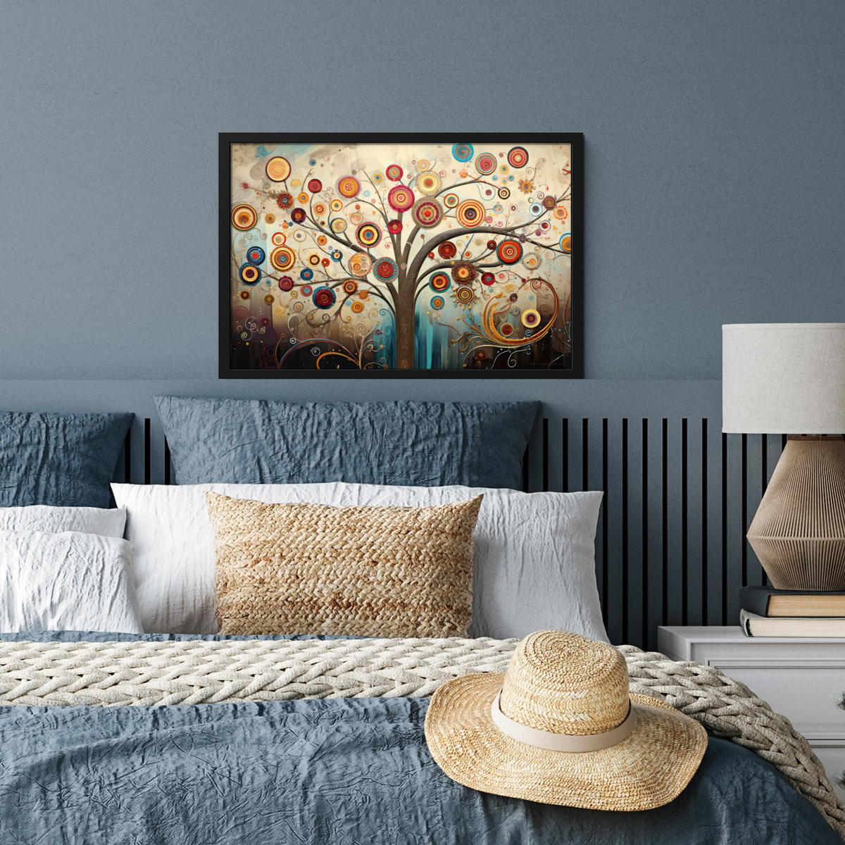 ZARÁMOVANÝ PLAGÁT Strom - Strom života - Farba 60x40 cm - hnedá, papier (60/40cm) - MuchoWow