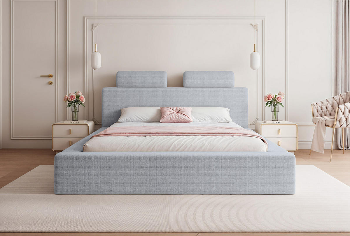 POLSTERBETT PELLIZZANO 160x200 cm, Grau - Grau, Textil (200/160cm) - Fedve