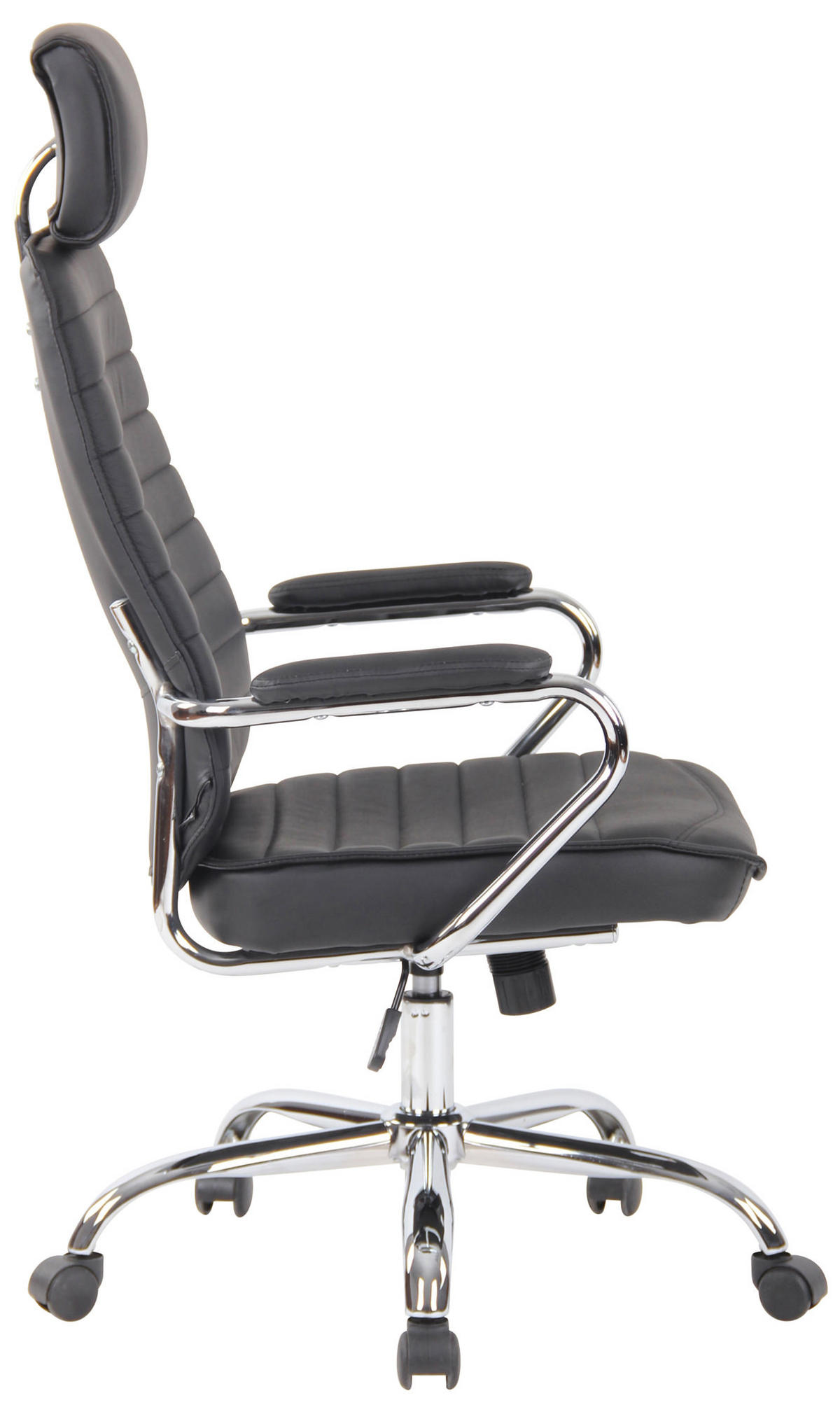 CHEFSESSEL Echtleder Schwarz - Chromfarben/Schwarz, Leder/Metall (59/117/57cm) - CLP