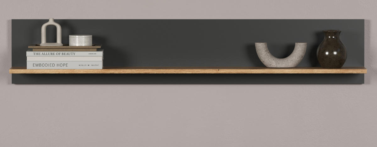WANDBOARD grau, Evoke Eiche 150 cm, Wandregal hängend - Anthrazit/Grau, Holzwerkstoff (150/25/18cm) - Top.Furn