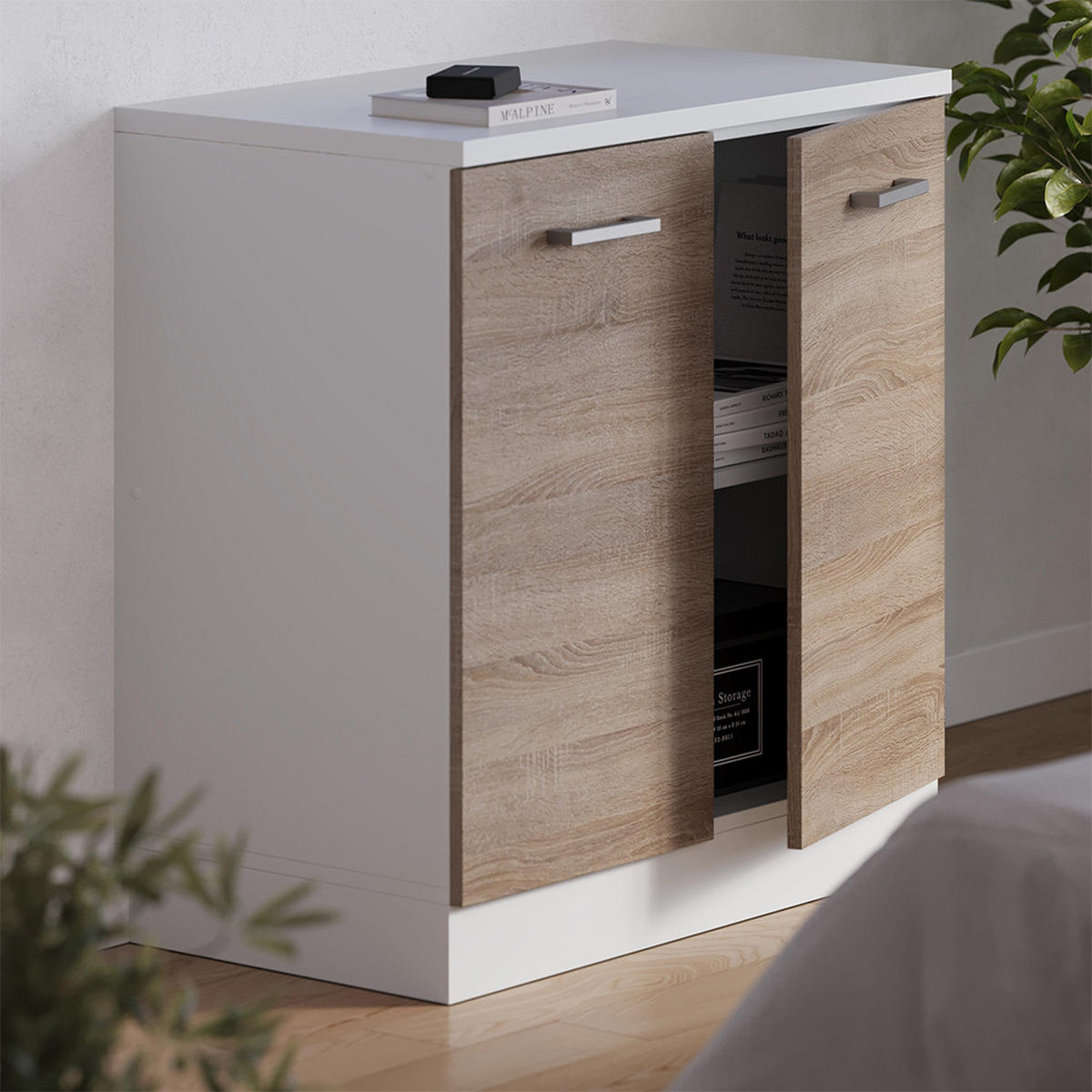 SKRINKA DO PODKROVIA Rion Sonoma 80 x 81.6 cm bez sklonu s 2 dverami - dub sonoma, kompozitné drevo (80/83.8/46cm) - Vicco