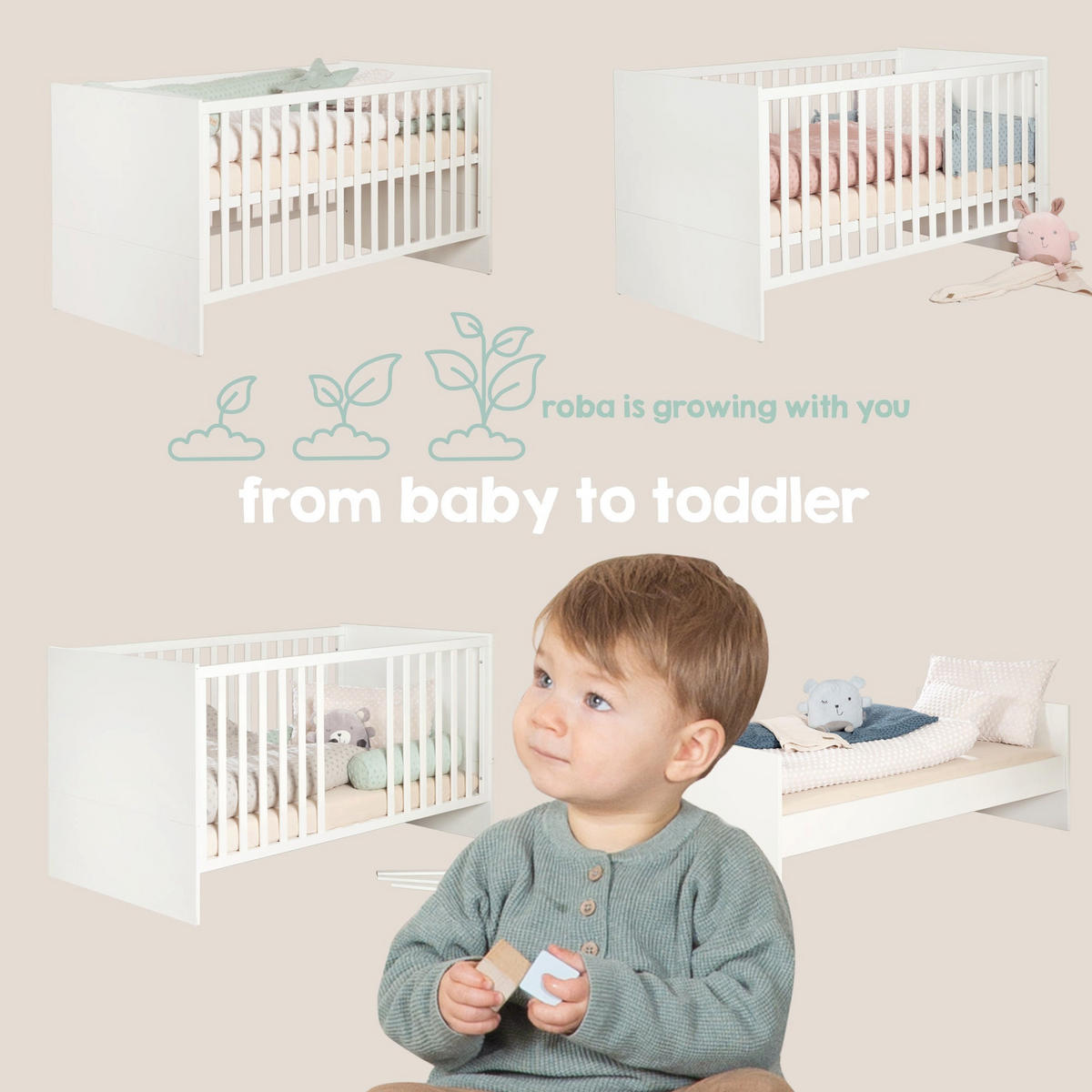BABYBETT Malo 70 x 140 cm - Weiß, Holzwerkstoff (70/140cm) - Roba