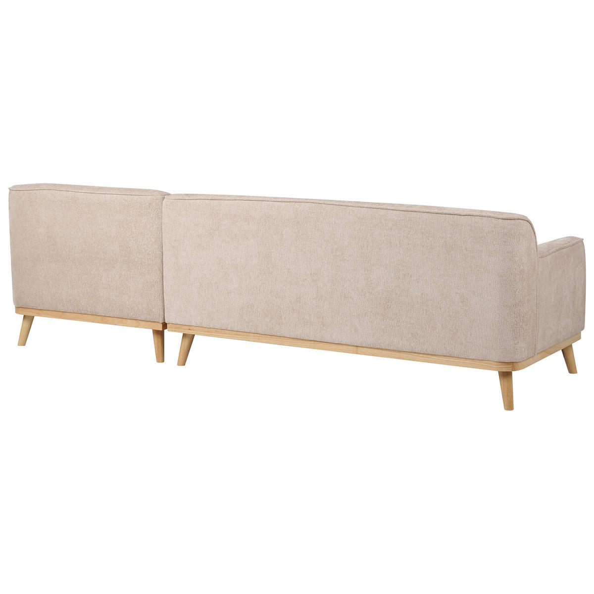 ROHOVÁ POHOVKA 3-místná Žinylková látka Béžová levostranná Simos - béžová, textil (264/82cm) - Beliani