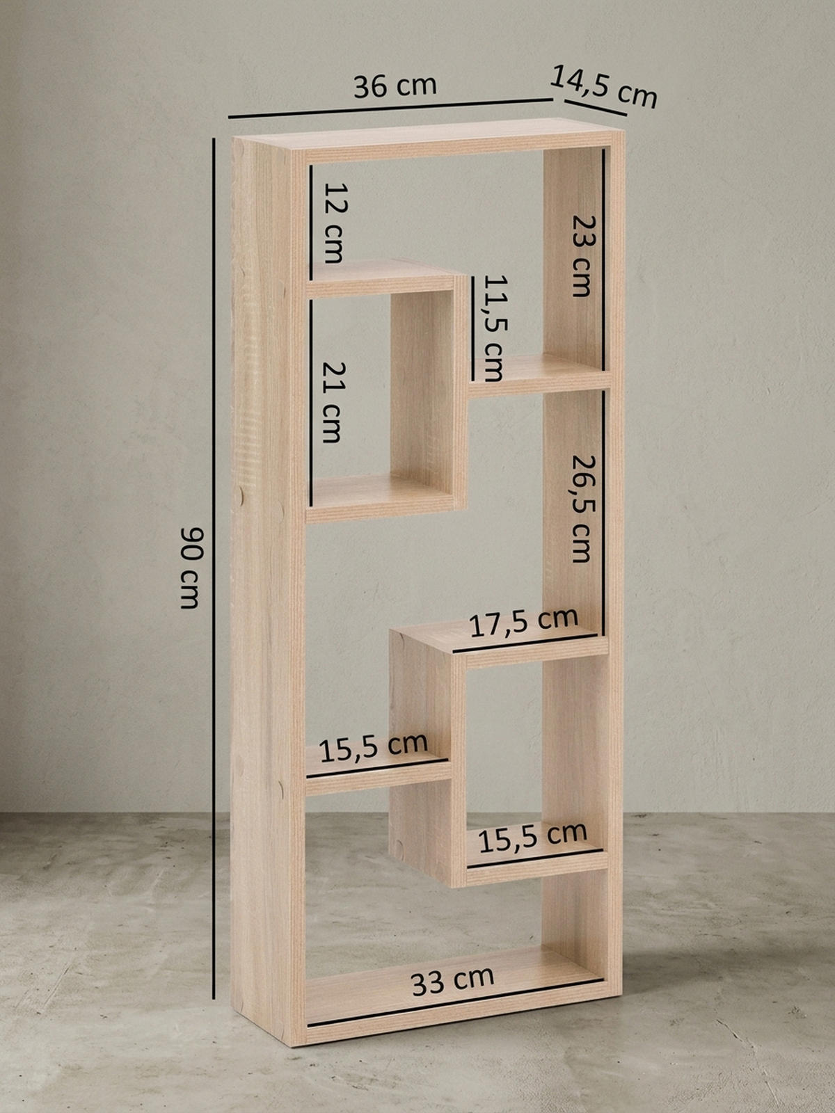 WANDREGAL ITTER Spanplatte Freischwebend Modern, Beige 36x15x90 cm - Beige, Holz (36/90/15cm) - KADIMA DESIGN