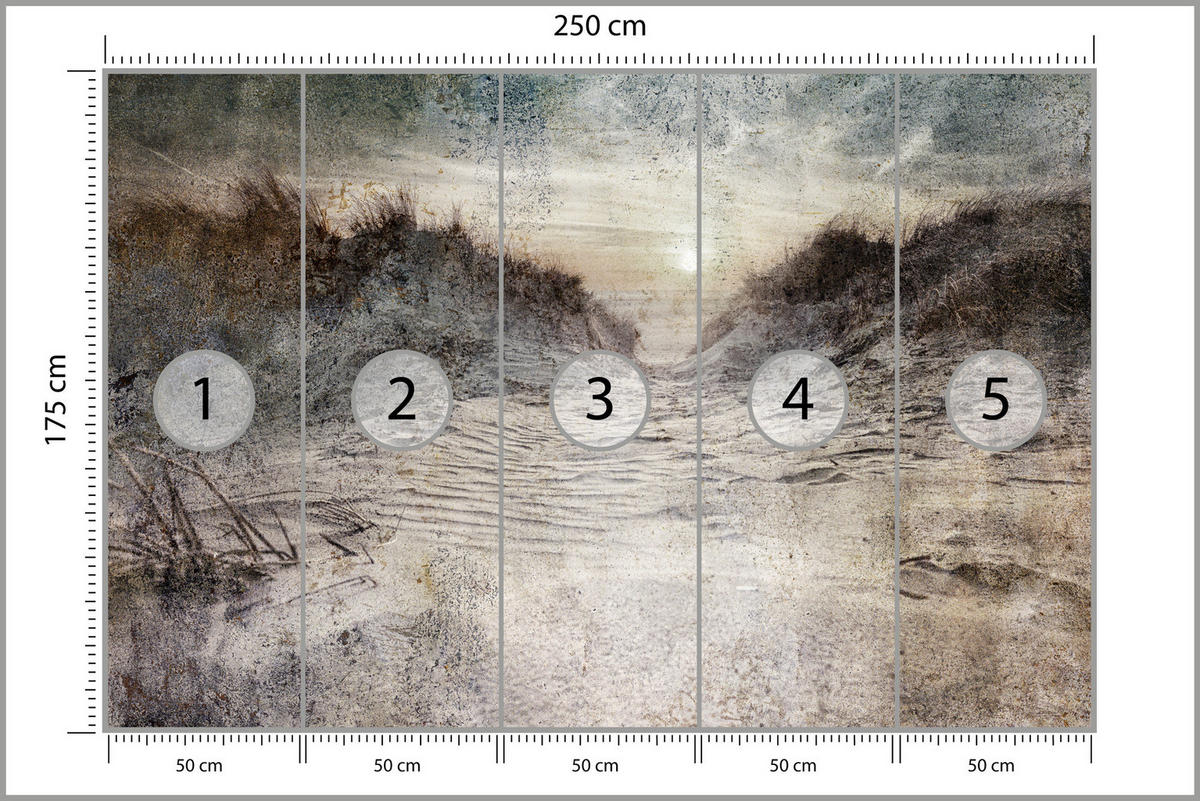 FOTOTAPETE Abstrakter Strand Beton Abstraktion 250x175 - Beige/Braun, Papier (250/175cm) - Muralo