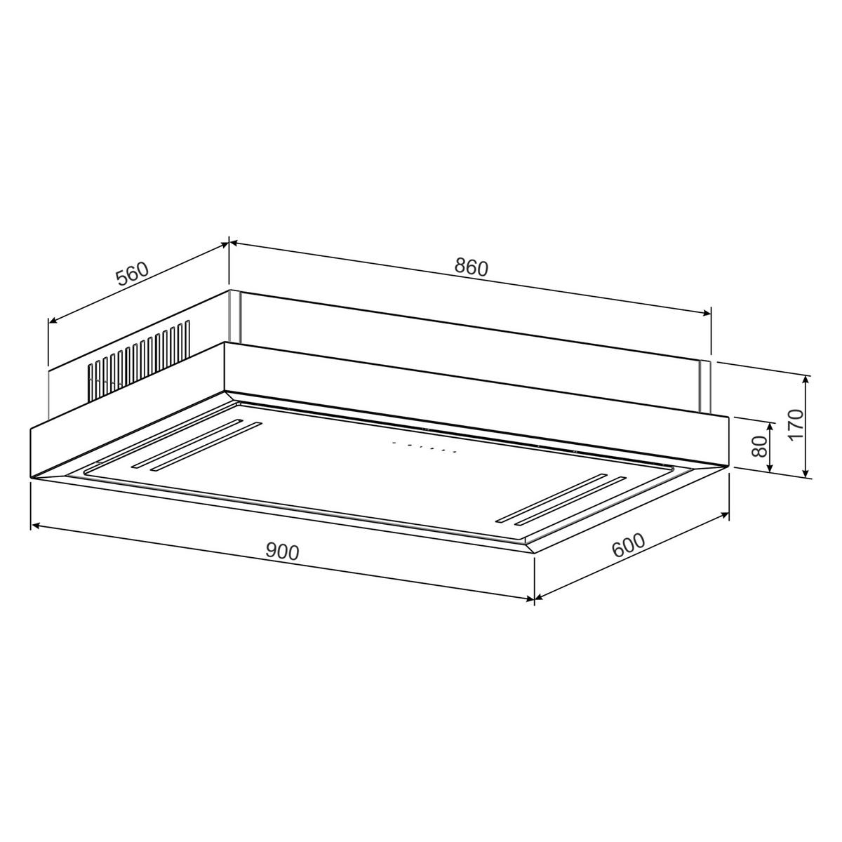 DUNSTABZUGSHAUBE GCH C 343 IS 90 WH 90 cm Weiß Glas/ Edelstahl - Silberfarben, Glas/Metall (90/17/60cm) - Gurari