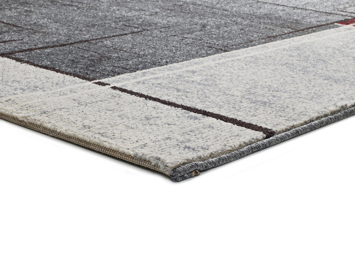 WEBTEPPICH Grau Dreams 140/200 cm - Rot/Grau, Naturmaterialien/Textil (140/200cm) - Atticgo