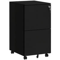ROLLCONTAINER DE-09969 2 Schubladen, abschließbar, rollbar Schwarz - Schwarz, Metall (43.5/67.5/37cm) - ComfortXL