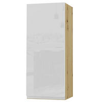 HÄNGESCHRANK Florence W4/40 Eiche Artisan / RAL 9003 signalweiß HG 40 / 32,5 / 96cm - Türanschlag links - Weiß Hochglanz/Eiche Artisan, Holz/Holzwerkstoff (40/96/32.5cm) - Feldmann-Wohnen