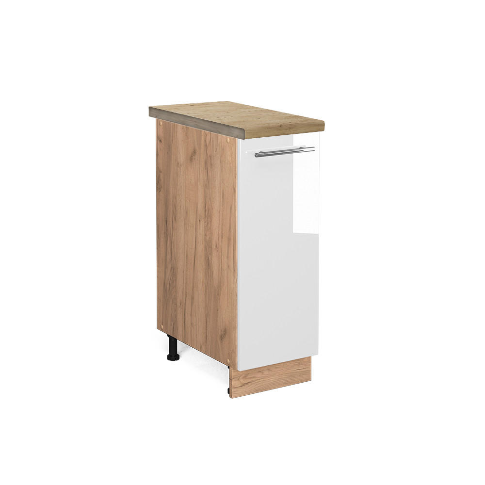 APOTHEKERSCHRANK Fame-Line Weiß Hochglanz 30 cm, AP Eiche - Honigeiche/Weiß Hochglanz, Holzwerkstoff (30/82/60cm) - Vicco