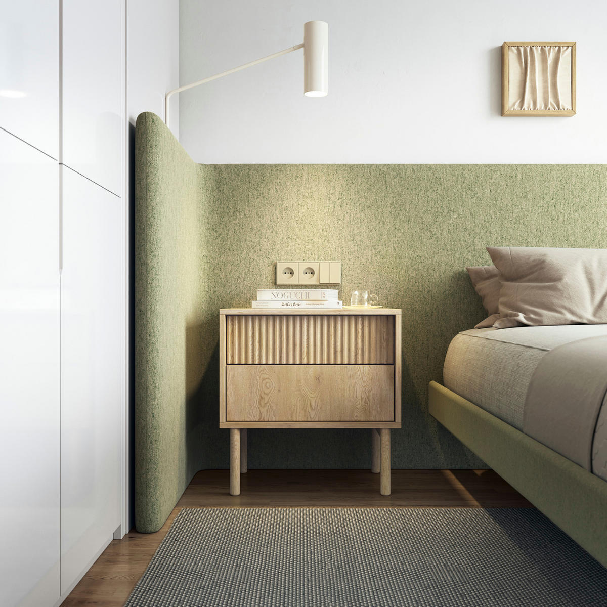 NACHTTISCH TAU STO1 Reliefierte Fronten aus MDF-Platte Eiche Cremona Eiche Cremona - Eiche Wotan, Holzwerkstoff (54/55/40cm) - Komodee