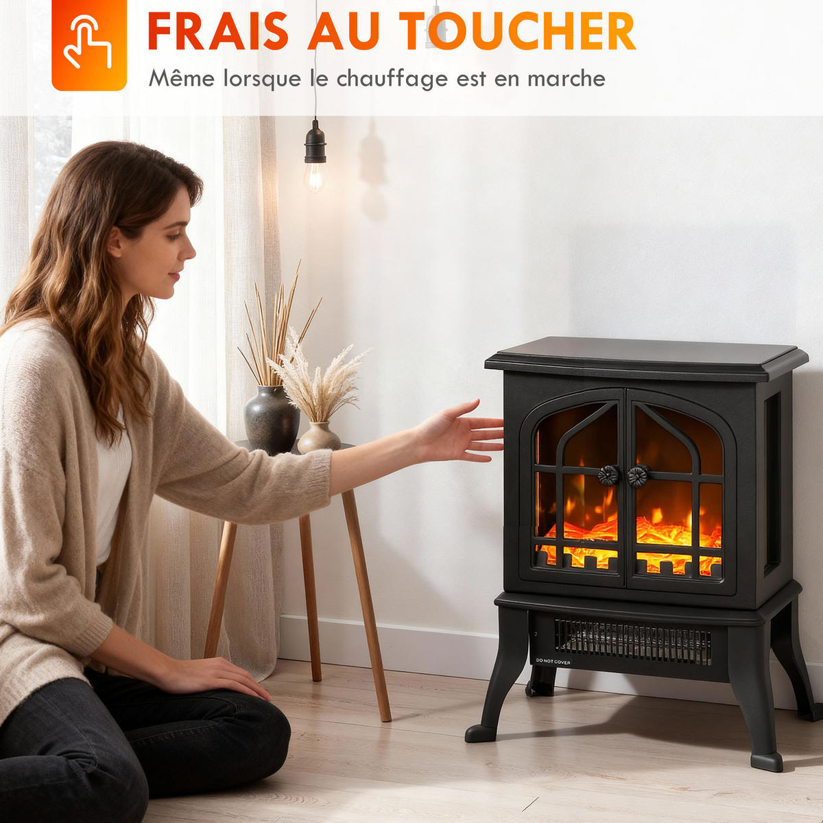 ELEKTROKAMIN DE-17060 3D-Flammeneffekt 900/1800 W Schwarz - Schwarz, Kunststoff (39/48/24cm) - ComfortXL