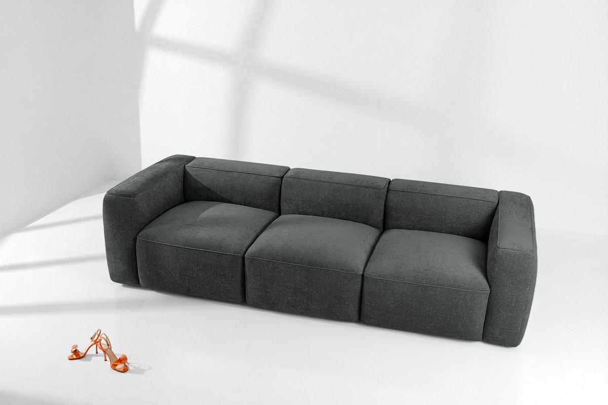 3-SITZER SOFA FUBBO, Anthrazit - Anthrazit, Holz/Holzwerkstoff (290/73/96cm) - KONSIMO®