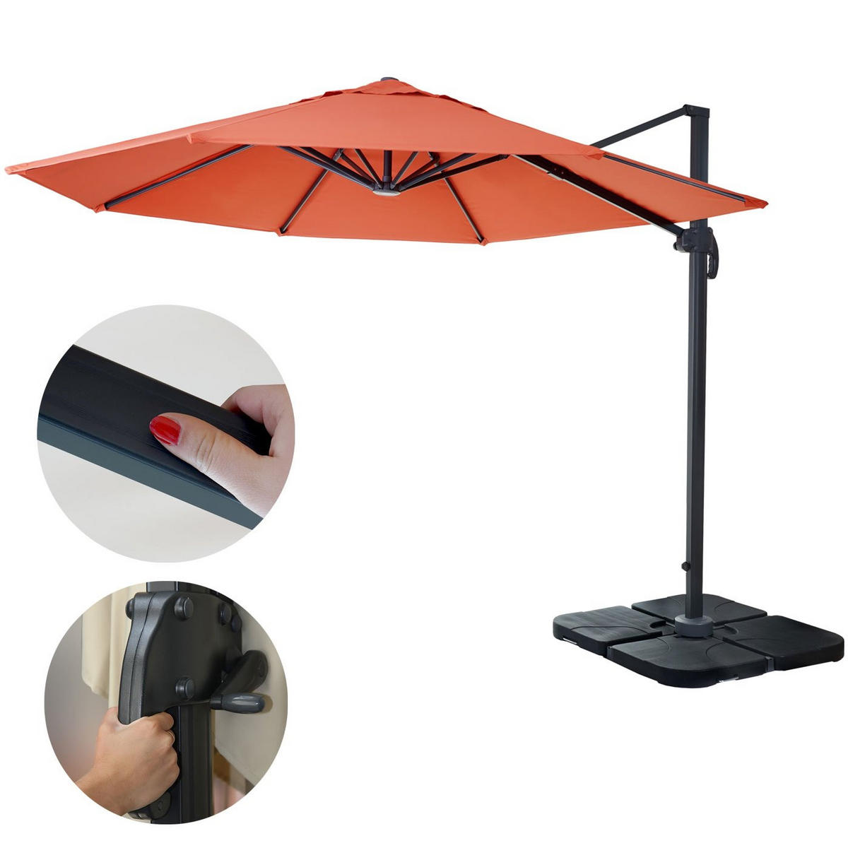 AMPELSCHIRM I RUND Orange 300/300 cm - Orange, Textil (320/300cm) - MCW