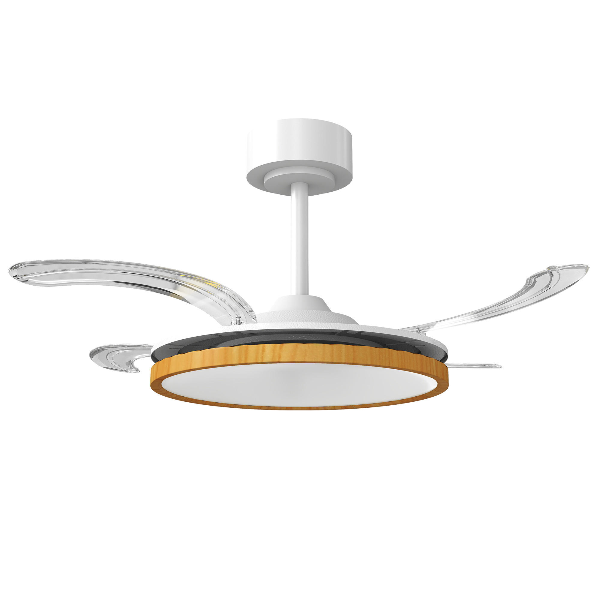 HOMCOM STROPNÍ ventilátor se světlem, ocel, přírodní dřevo