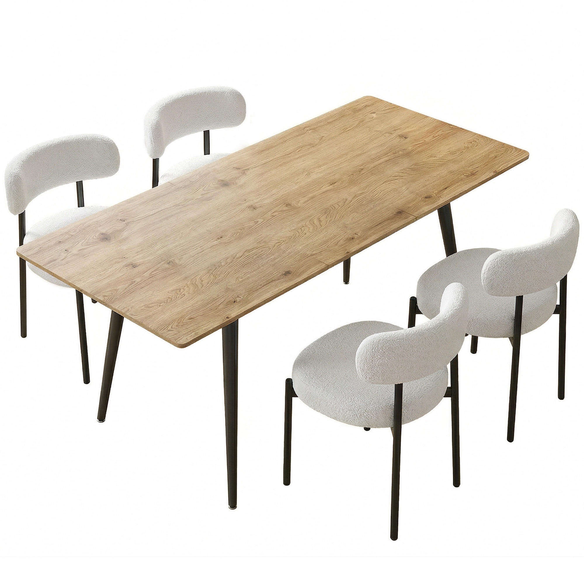 ESSGRUPPE 5er Set MDF Stahl Naturholz Schwarz - Creme/Schwarz, Holzwerkstoff/Textil (75/77/120cm) - HOMCOM
