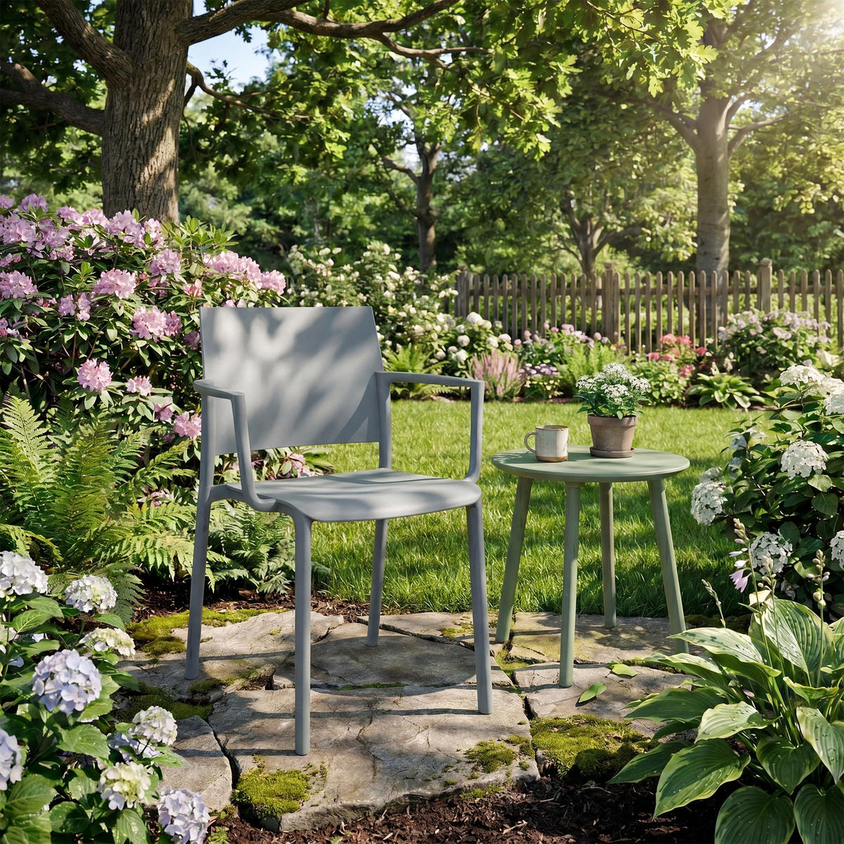 GARTENSTUHL Kunststoff Grau - Grau, Kunststoff (57/81/52cm) - CLP