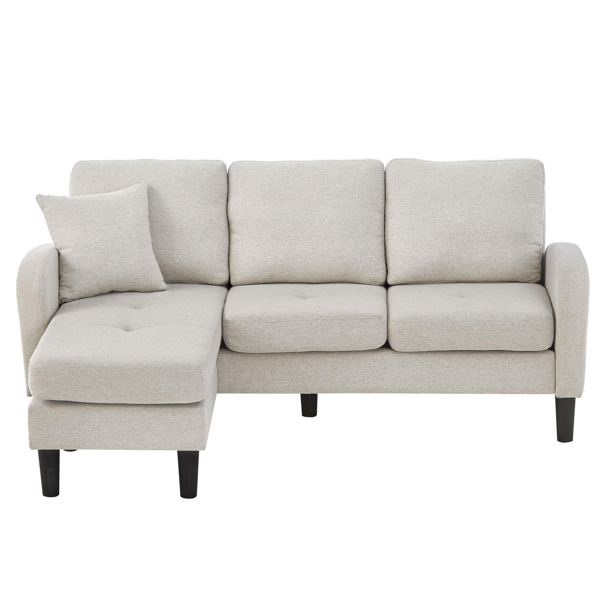 ECKSOFA 166 x 118 x 77 cm in Beige mit Chaiselongue - Beige, Kunststoff/Textil (118/166cm) - KOMHTOM