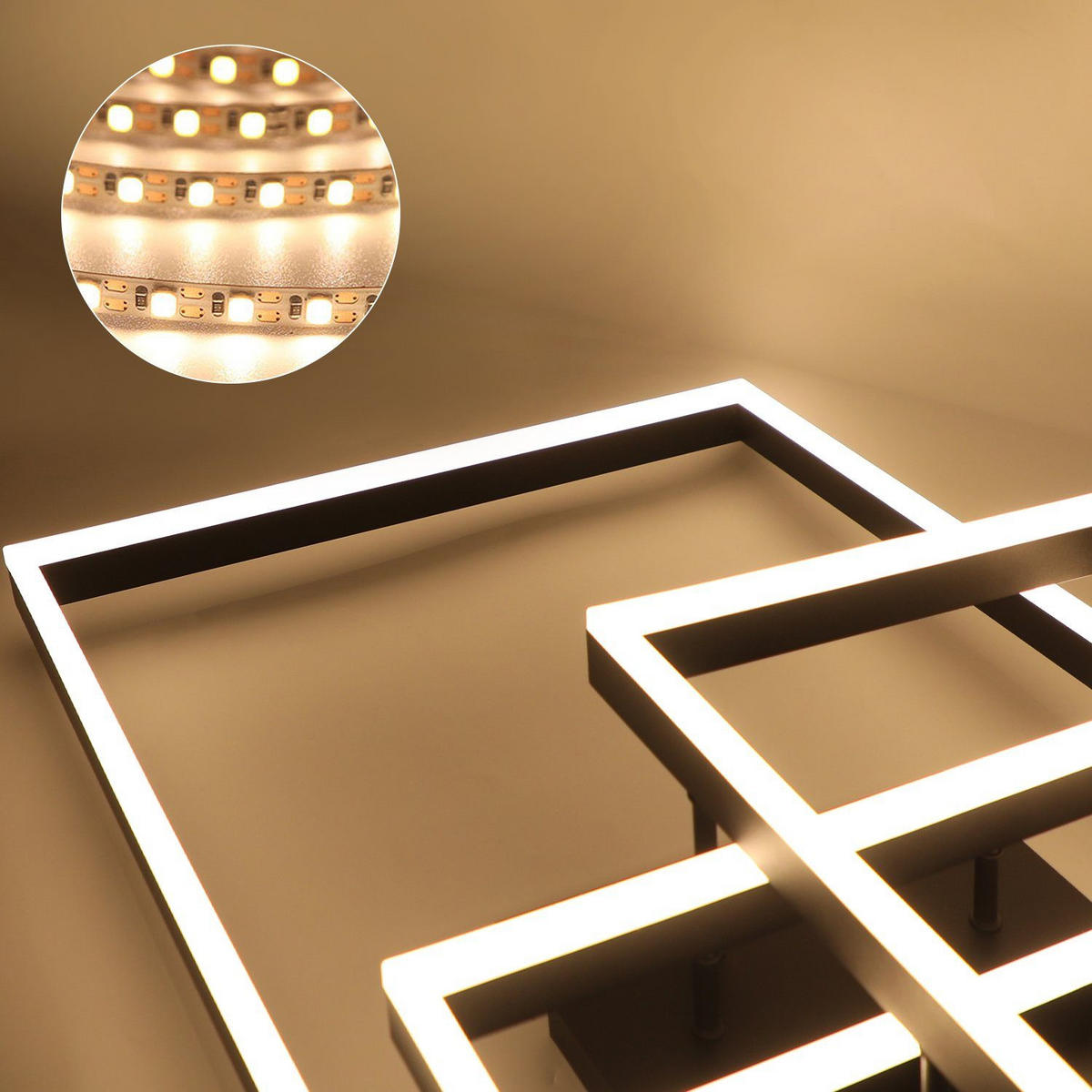 LED-DECKENLEUCHTE Lais 82/58/16 cm - Schwarz, Metall (82/58/16cm) - Nettlife