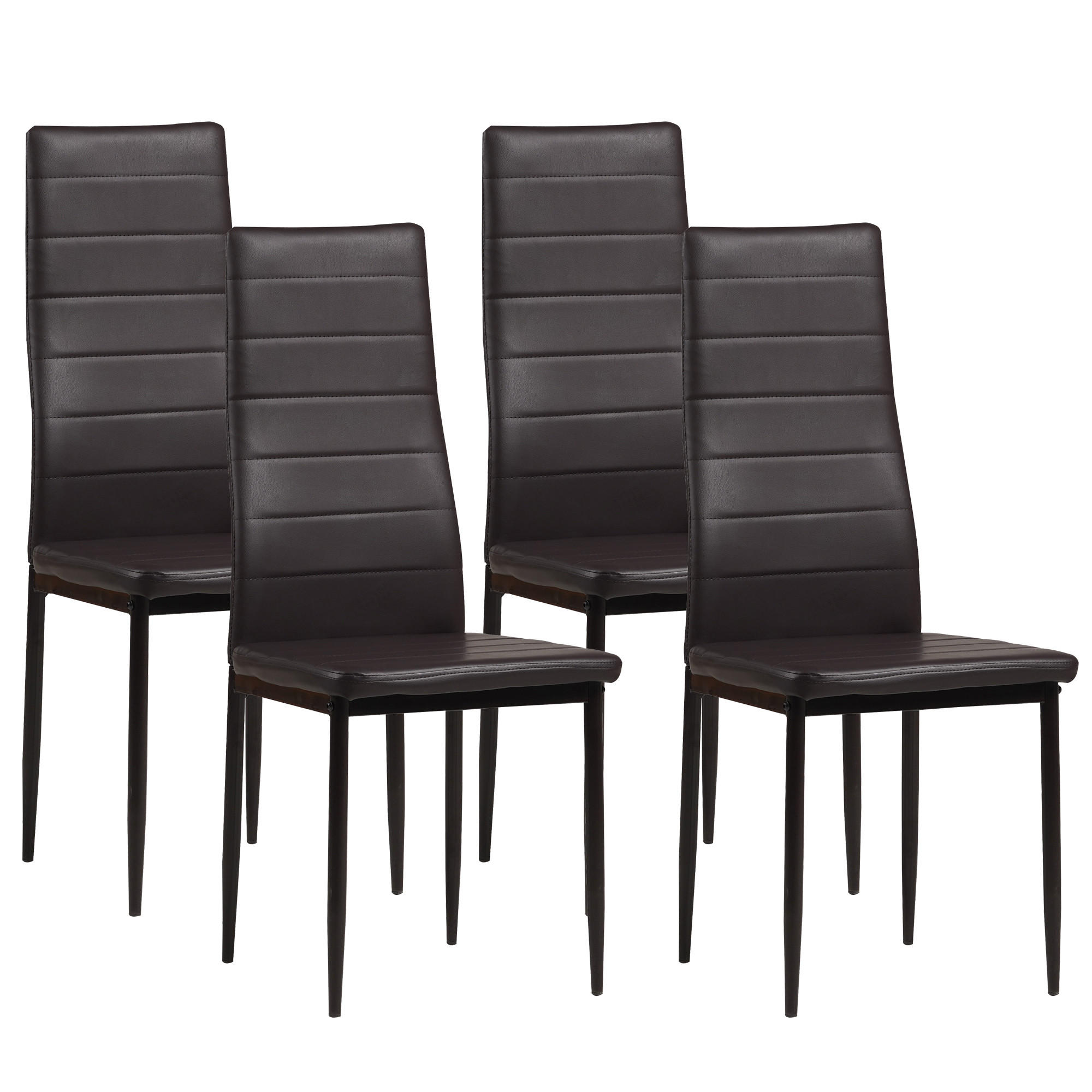 STUHL MILANO Lederimitat Metallbeine 4er Set Braun - Braun, Kunststoff/Metall (42/98/43cm) - Albatros