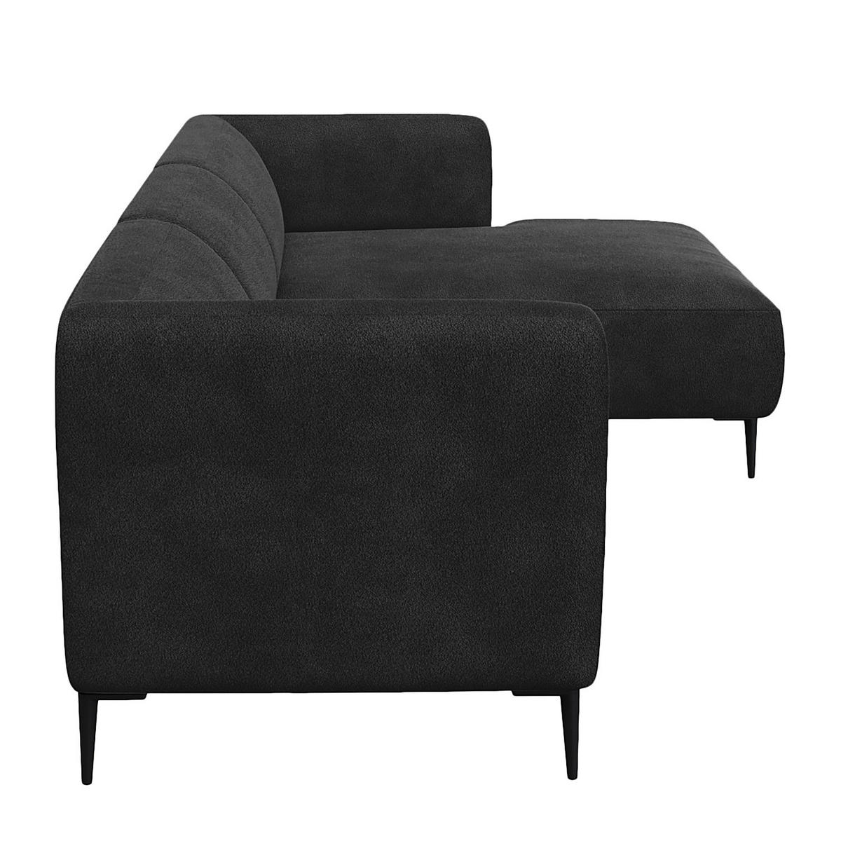 2,5-SITZER ECKSOFA mit Longchair - Anthrazit/Schwarz, Textil/Metall (271/148cm) - home24