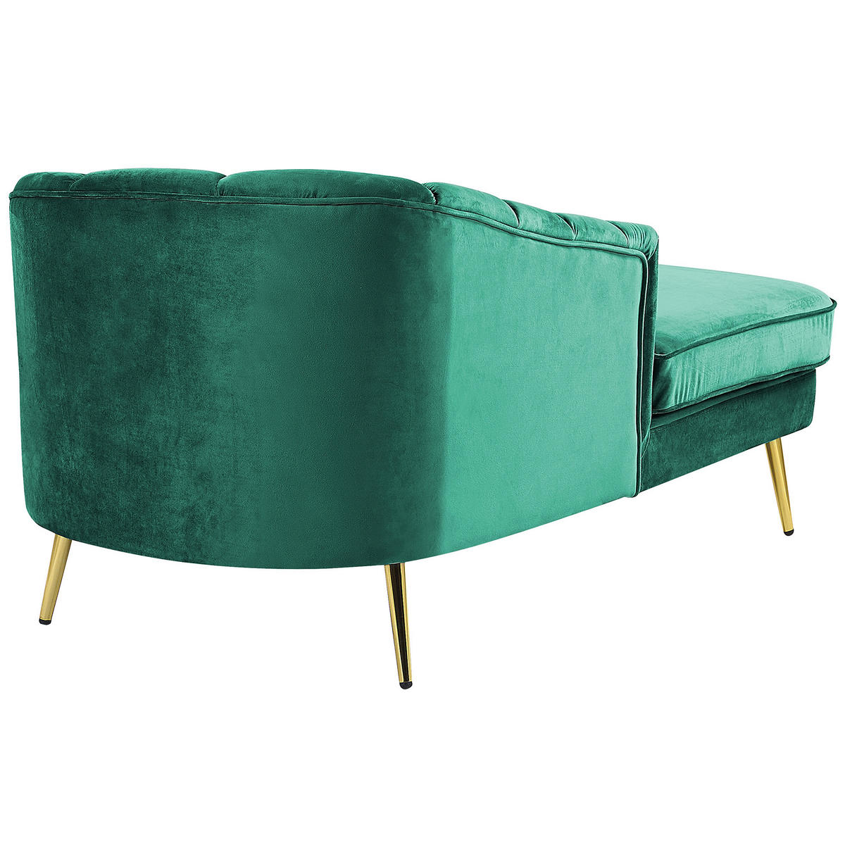 CHAISELONGUE Samtstoff smaragdgrün rechtsseitig Allier - Goldfarben/Grün, Textil (150/75/76cm) - Beliani