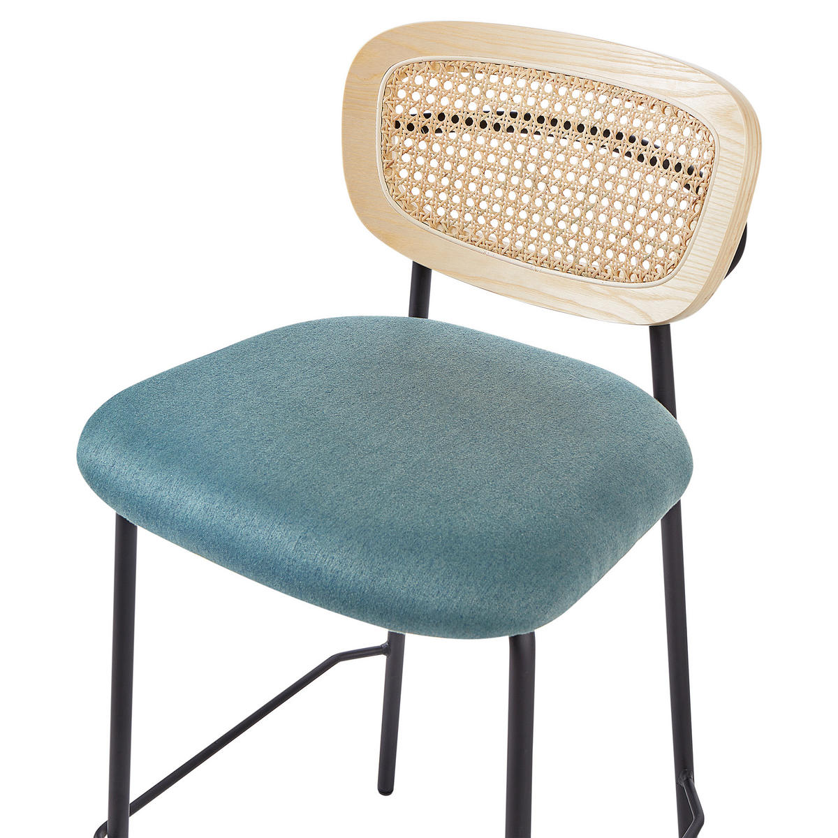 BARSTUHL 2er-Set Rattan Blaugrün Mayetta - Jadegrün, Textil (45/90/43cm) - Beliani