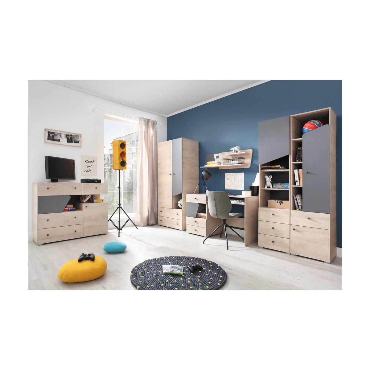 SCHLAFZIMMER Set 6-tlg. – DELTA System – Artisan Eiche / Anthrazit - Eichefarben, Holzwerkstoff (80/190/50cm) - hi-markt