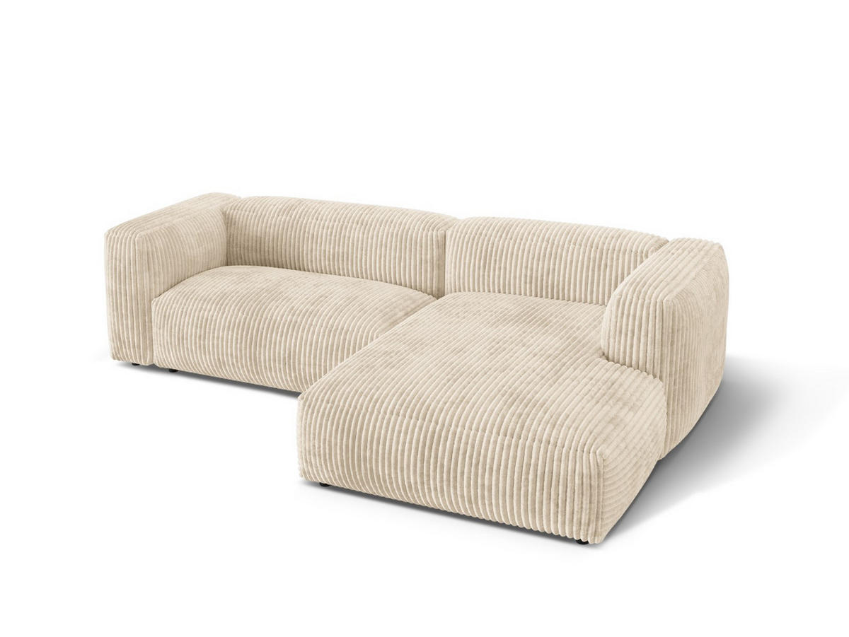 ECKSOFA modular rechts Martina aus Cord leichtes beige 2 Sitzplätze - Creme, Textil (176/283cm) - Micadoni