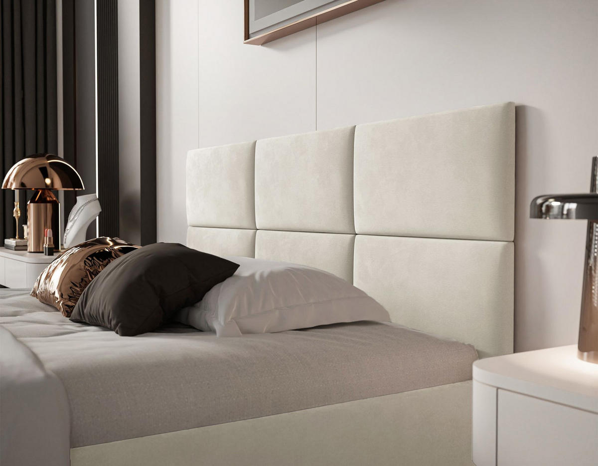 POLSTERBETT Nestio Creme Samt 140x200 cm - Creme, Kunststoff/Textil (140/200cm) - Selsey