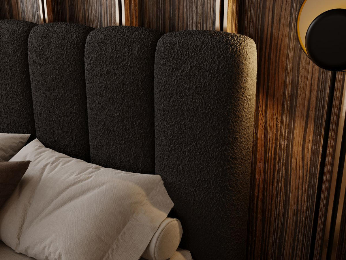 POLSTERBETT Imperial 140x200 Bouclé-Stoff Schwarz - Schwarz, Textil (140/200cm) - Graingold