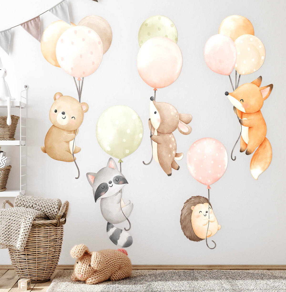 AUFKLEBER 80x124 cm Tiere Ballon - Beige, Kunststoff (80/124/0.1cm) - TULUP