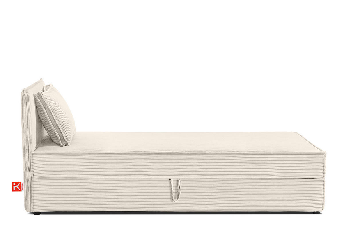 BOXSPRINGBETT ROTI Einzelbett, ecrufarben - Ecru/Schwarz, Holz/Holzwerkstoff (80/200cm) - KONSIMO®