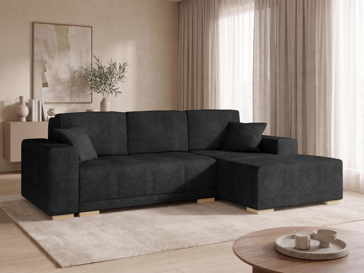 ECKSCHLAFSOFA Bello, Seite: Rechts - Schwarz/Naturfarben, Holz/Textil (140/240cm) - MIRJAN24