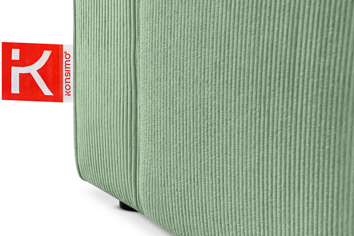 ECKSOFA-LINKS/RECHTS NAPI Schlaffunktion mit Cordbezug, mintfarben - Schwarz/Mintgrün, Textil (262/148cm) - KONSIMO®