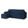 ECKSOFA RAVELO T Blau Kordstoff mit Schlaffunktion - Blau, Holz (240/140cm) - MASSENO