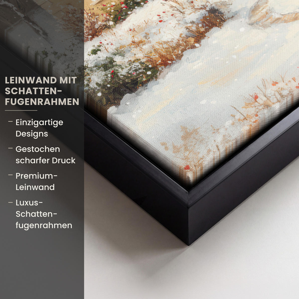 LEINWAND Bilder mit Rahmen - Weihnachten - Zuhause - Winter - Schnee - 30x40 - Creme, Textil (30/40cm) - MuchoWow