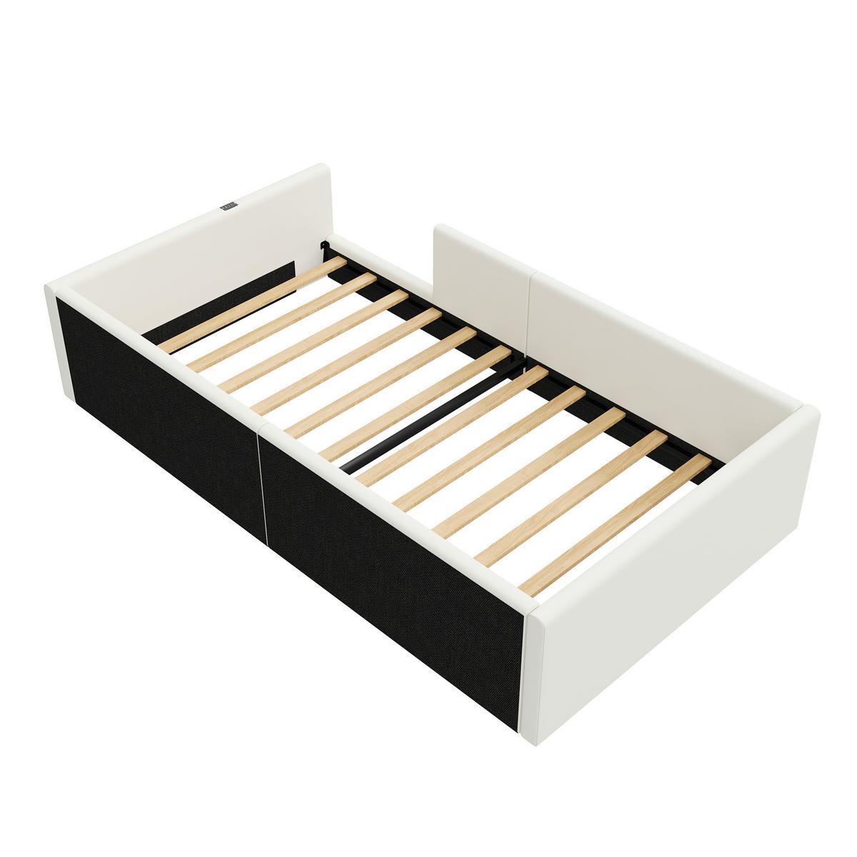 KINDERBETT 90/200 cm DE-03454, mit Schutzgeländer, in Weiß - Weiß, Holzwerkstoff (90/200cm) - ComfortXL