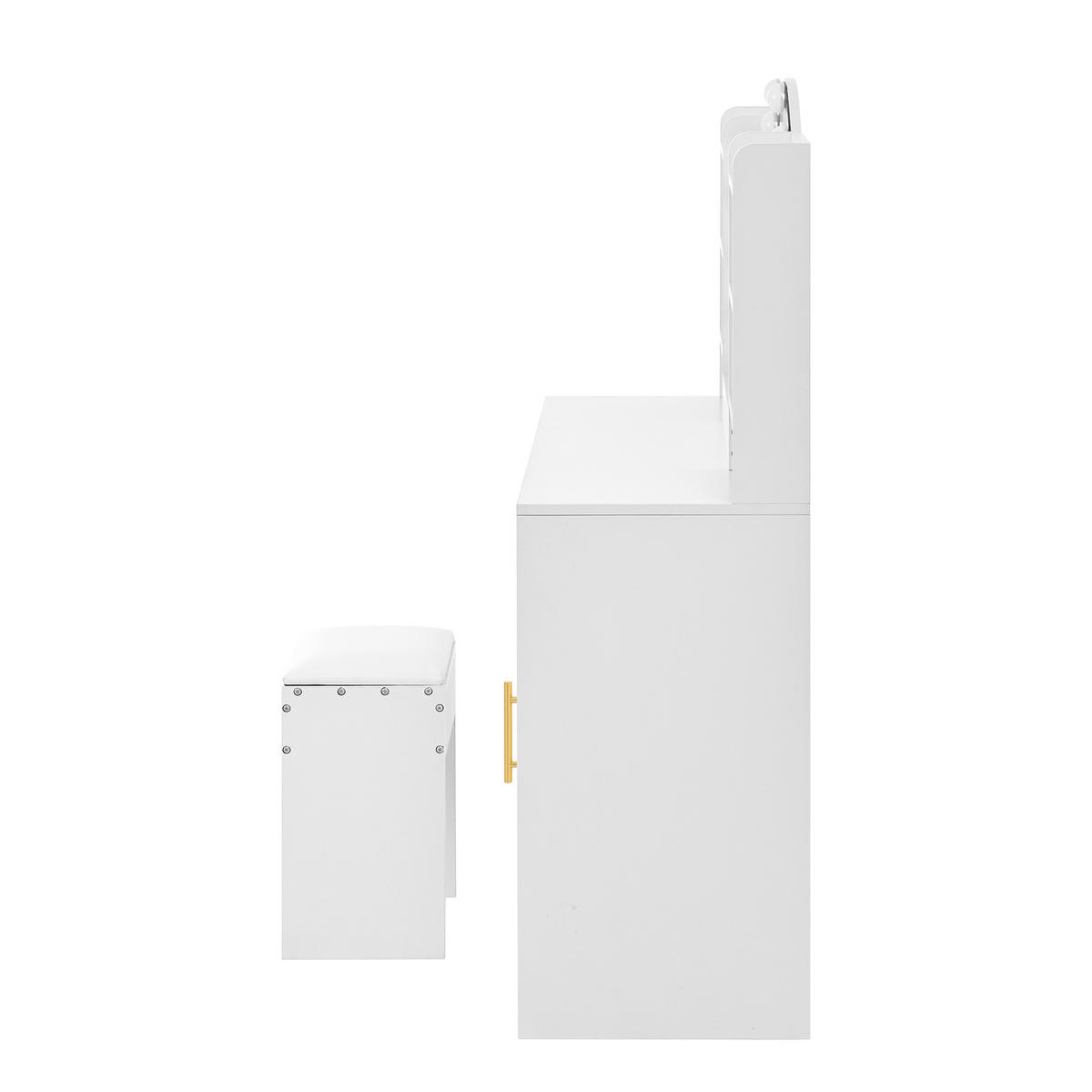 SCHMINKTISCH, LED-Beleuchtung, Spiegel, Hocker, Weiß, 110x40x132cm - Weiß, Holzwerkstoff (40/132/110cm) - FLIEKS