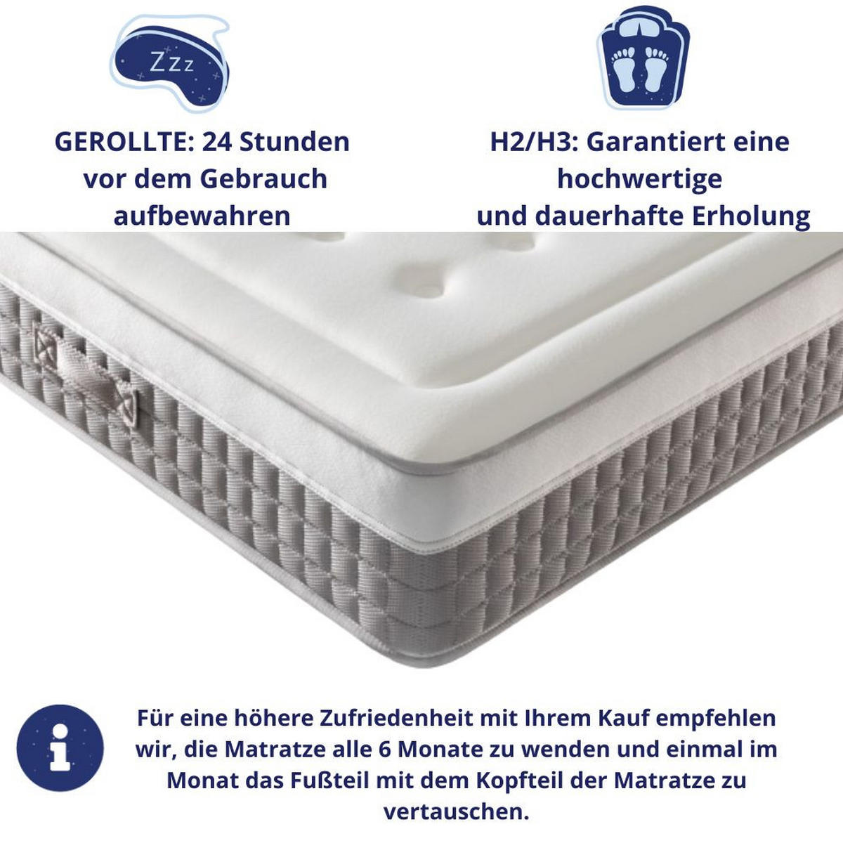 KALTSCHAUMMATRATZE Berlin H3/H4 160x200 - Weiß, Textil (160/200cm) - Dagostino Home