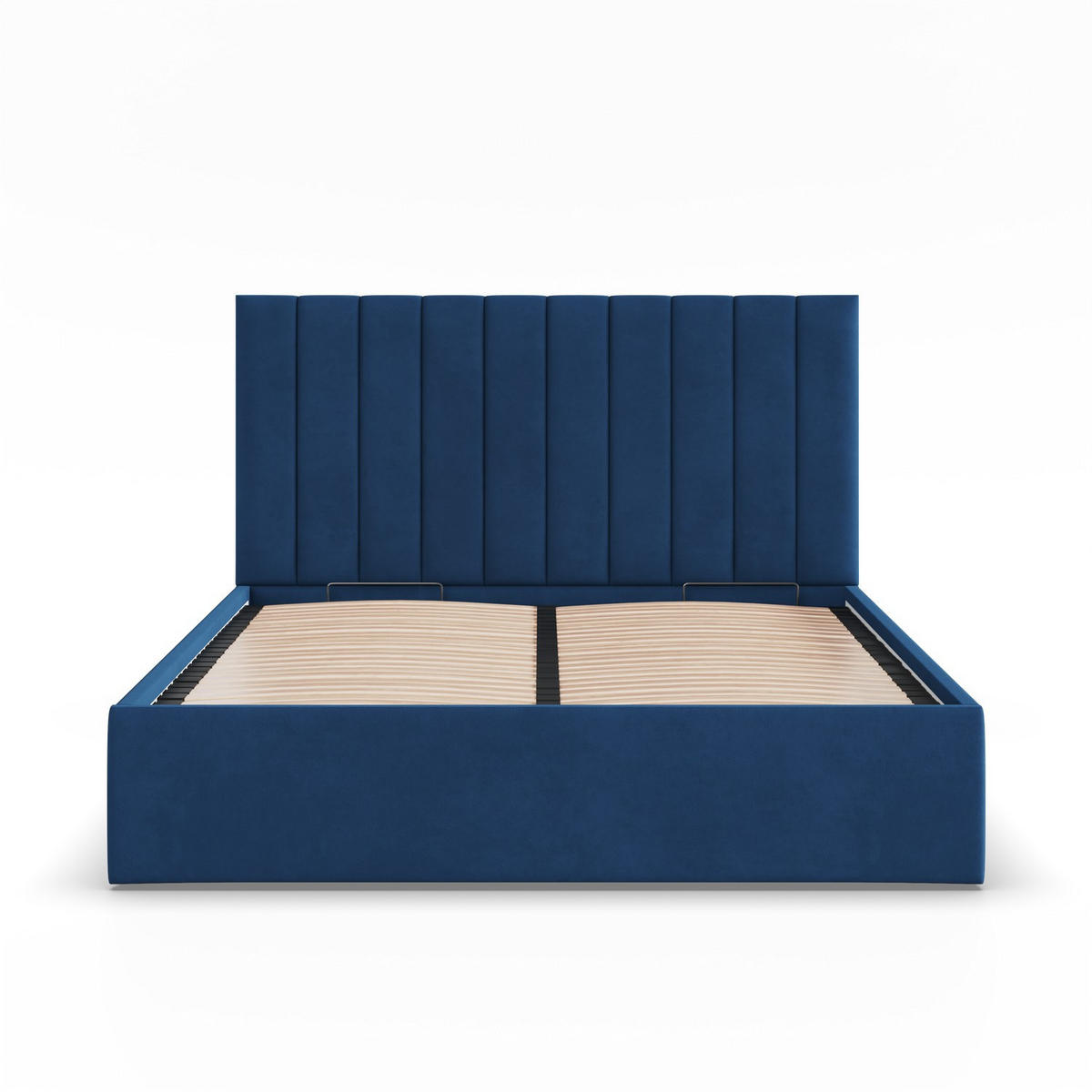 POLSTERBETT MIT KOPFTEIL 180x200 mit Bettkasten POLLA, Blau - Dunkelblau, Textil (180/200cm) - Mebligo