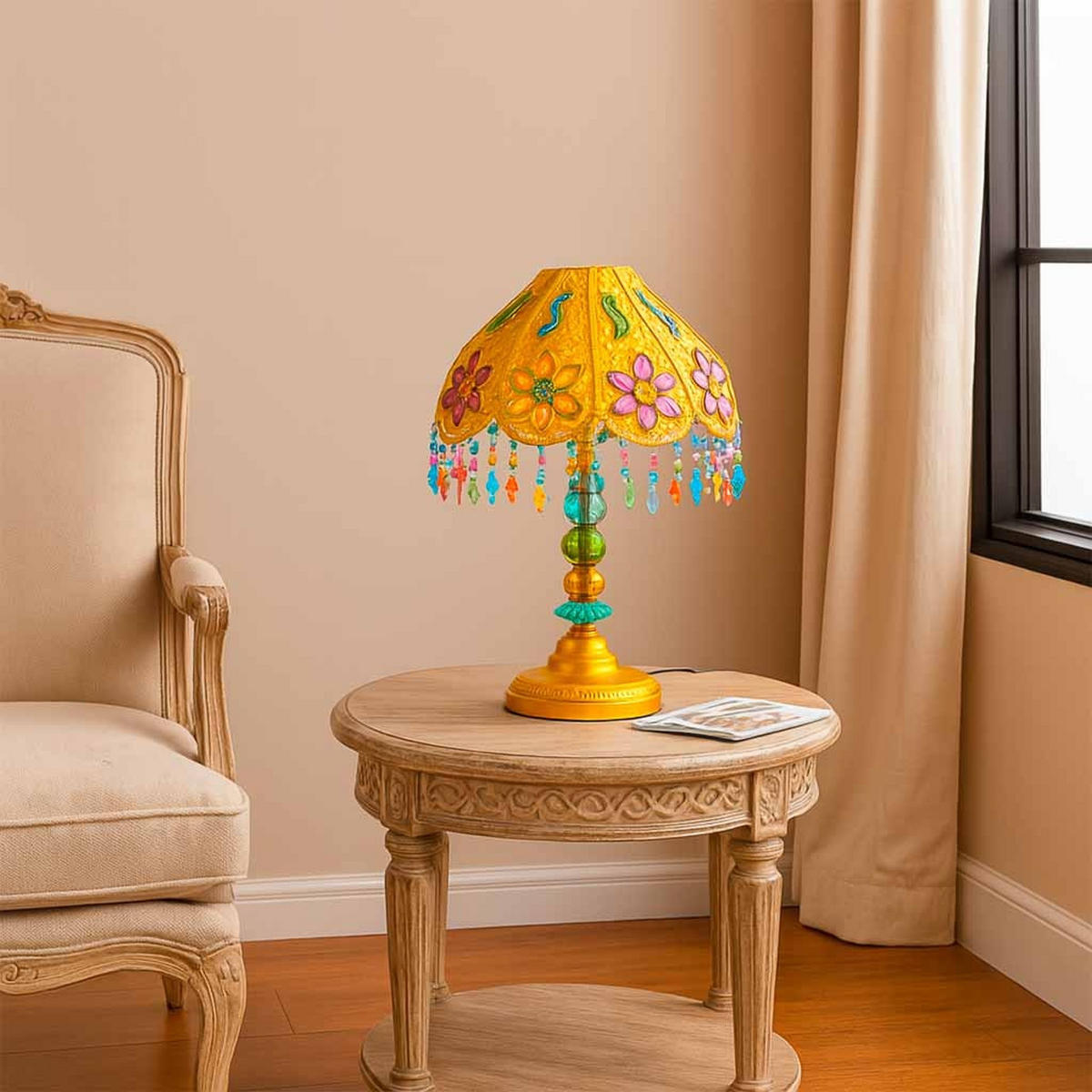 LAMPE aus Metall und Glas, 30x50cm - Multicolor, Metall (30/30/50cm) - Wanderlust