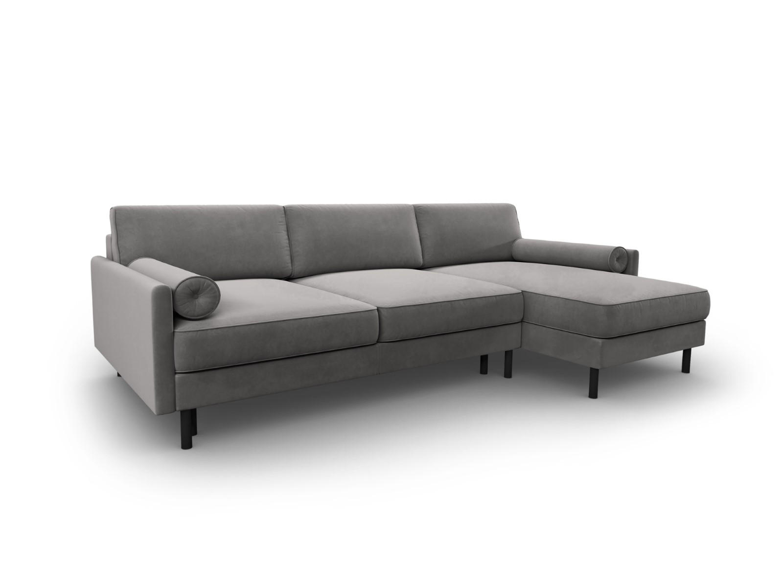 AUSKLAPPBARES-ECKSOFA rechts mit Container Scott aus Samt hellgrau 5 Sitzplätze - Hellgrau, Textil (142/212cm) - Micadoni