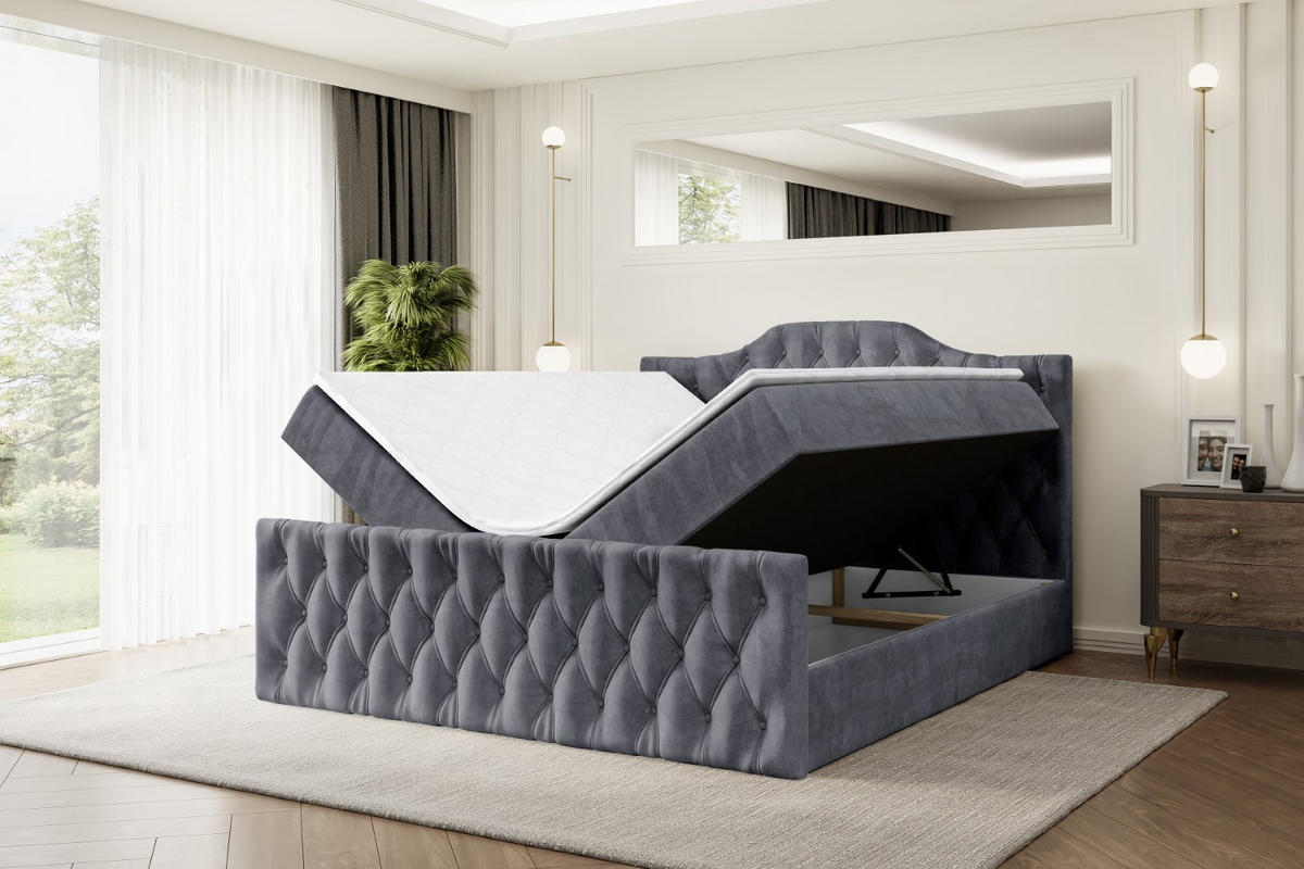 BOXBETT VILA-1-Z - 140x200 cm - H4 - Dunkelgrau - Dunkelgrau, Holzwerkstoff (140/200cm) - ALTDECOR