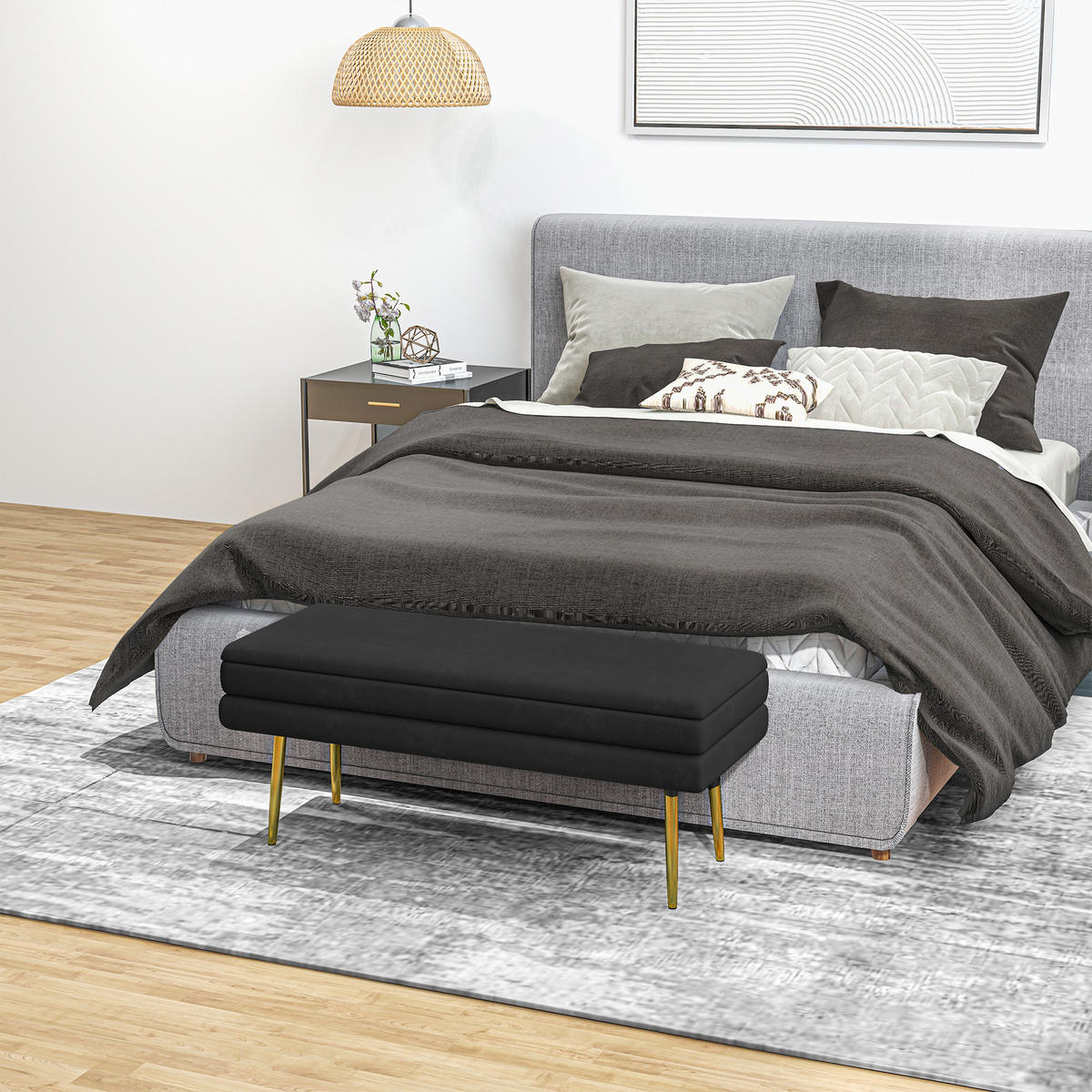 SITZBANK mit Stauraum, Schwarz - Schwarz, Kunststoff (37.5/43/79.5cm) - HOMCOM