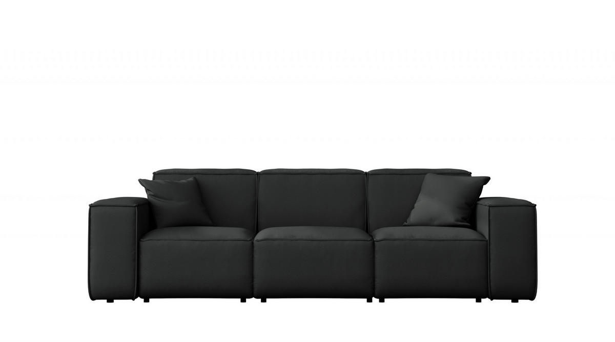 GARTENSOFA MALIBU 3 Sitzer Stoff Odyssey Schwarz - Schwarz, Holz (245/73/88cm) - Kaiser Möbel