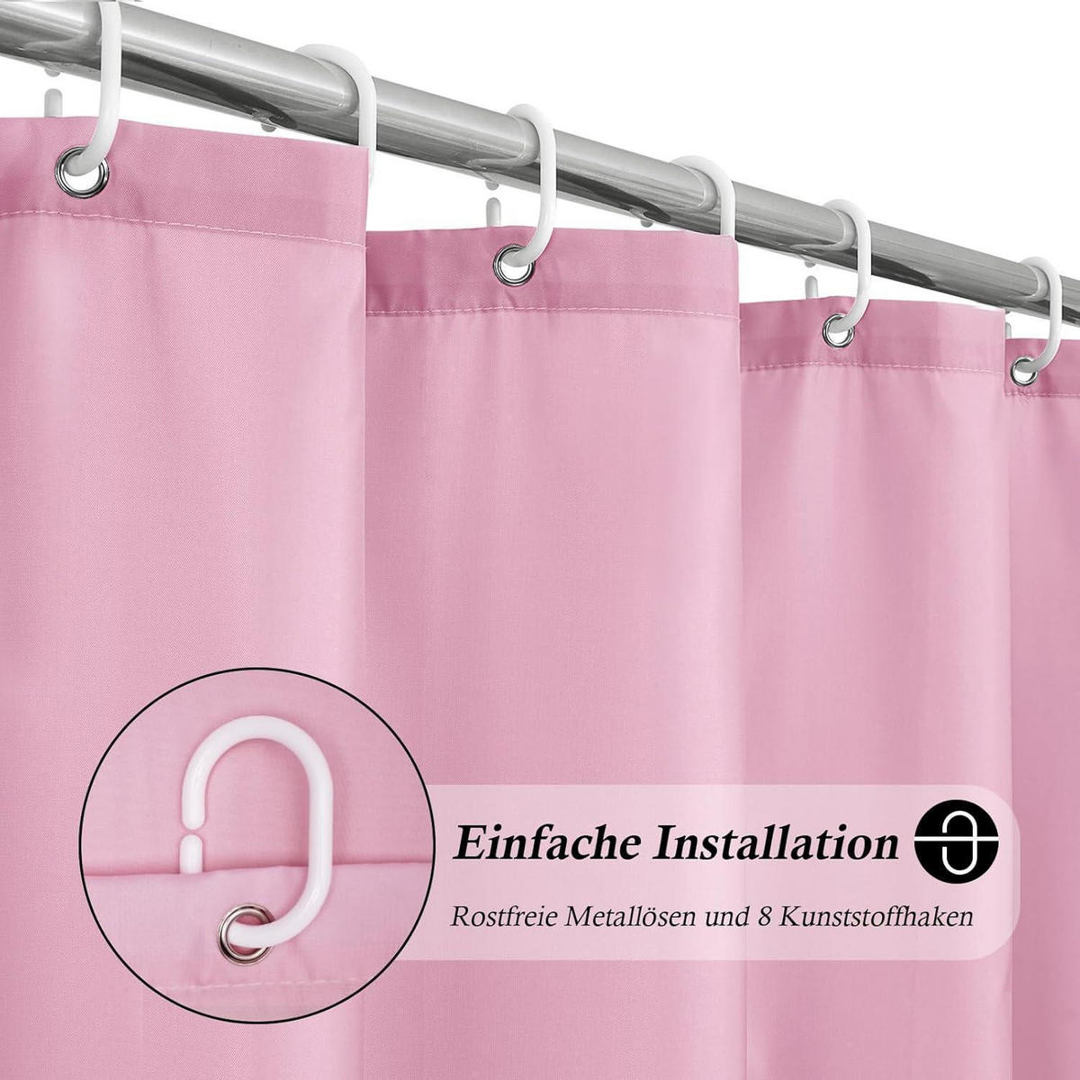 DUSCHVORHANG Rosa 120 x 200 cm Wasserdicht Textil - Rosa, Textil (120/200cm)