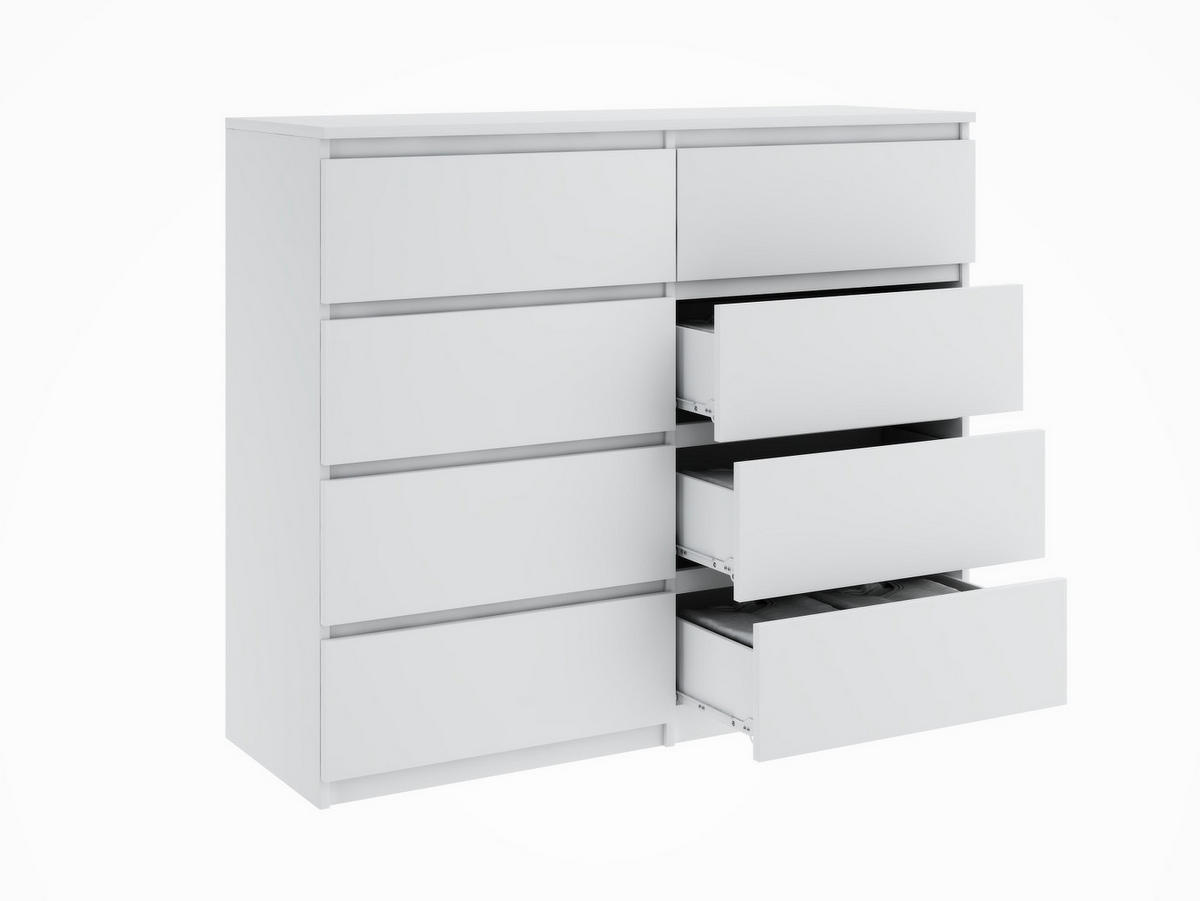 KOMMODE mit 8 Schubladen 120 weiß - Weinrot, Holzwerkstoff (120/76/35cm) - EMIX24